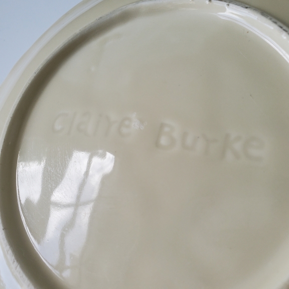 Claire Burke Pottery Raised Fruit Design Cream Bowl Serving Dish 10.25" - Picture 5 of 7